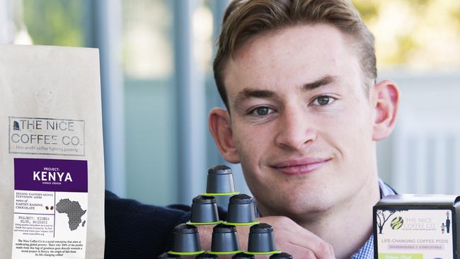 Bond University business and commerce student Jim Chapman formed The Nice Coffee Co so that its profits could be used to fight poverty in Kenya.