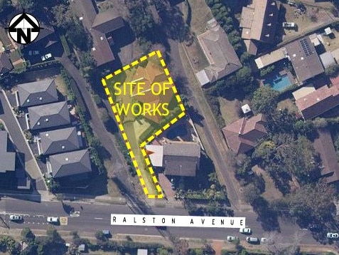 A map showing the site in Ralston Ave, Belrose.