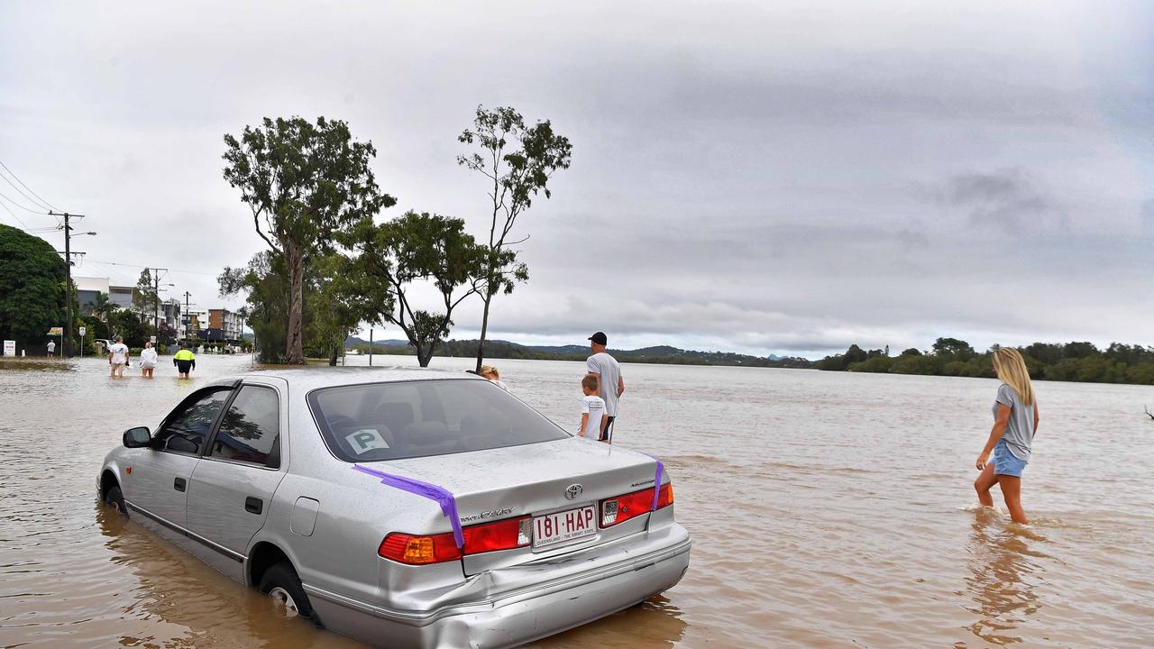 Bradman Avenue remains closed as residents prepare for more rain and heavy flooding to hit the Sunshine Coast. Picture: Patrick Woods.