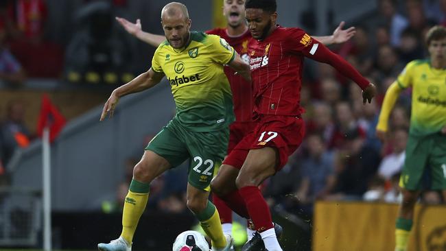 Norwich did trouble Liverpool, despite the scoreline. Photo: AP Photo/Dave Thompson