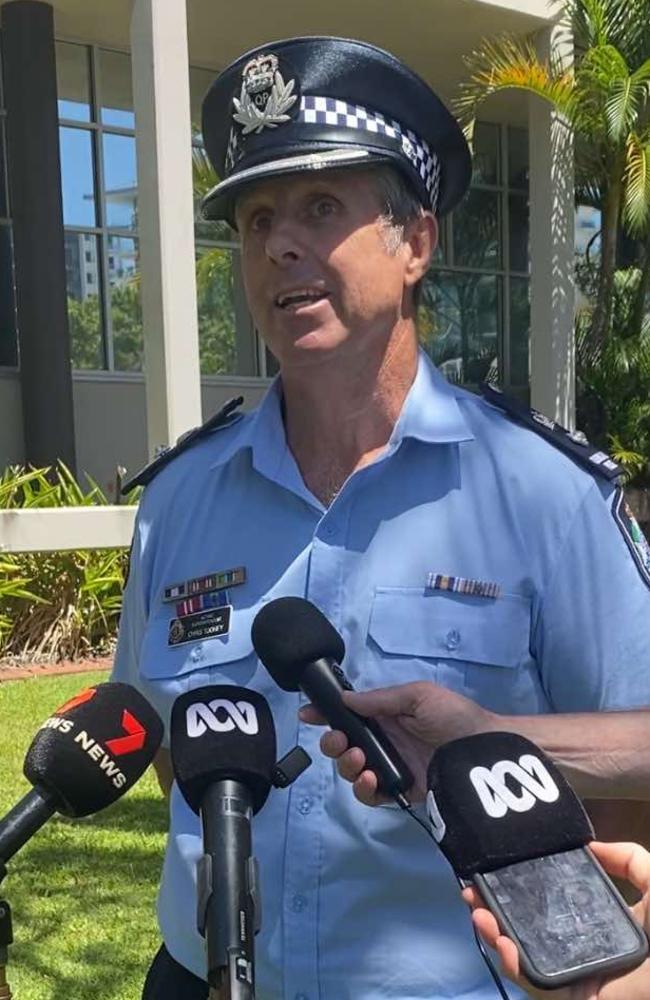 District Officer Acting Superintendent Chris Toohey speaking at a press conference at Maroochydore on January 29.