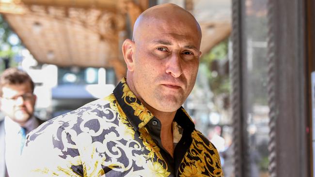 National sergeant-at-arms of the Comancheros Tarek Zahed was picked up by tactical police in Sydney’s eastern suburbs on Sunday afternoon. Picture: Bianca De Marchi