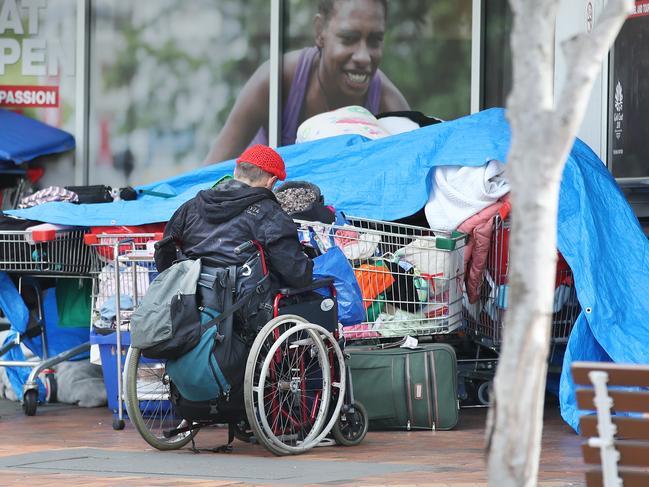 Items belonging to homeless people seen on a street in Southport. Picture: Glenn Hampson.