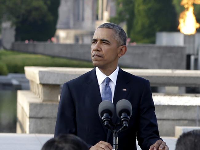 Barack Obama endeared himself to the Japanese people when he visited the Hiroshima Peace Memorial Park in 2016. Picture: AP/Carolyn Kaste