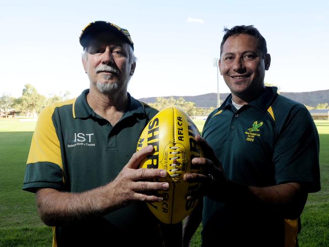 Roy Arbon when he was announced as the new Pioneer coach with president William Fitz. Picture: Justin Briety