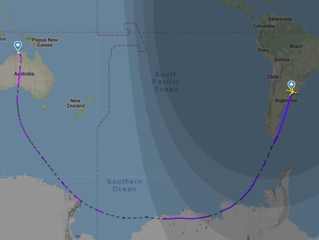 Qantas has made history with the longest continuous flight from Buenos Aires to Darwin.