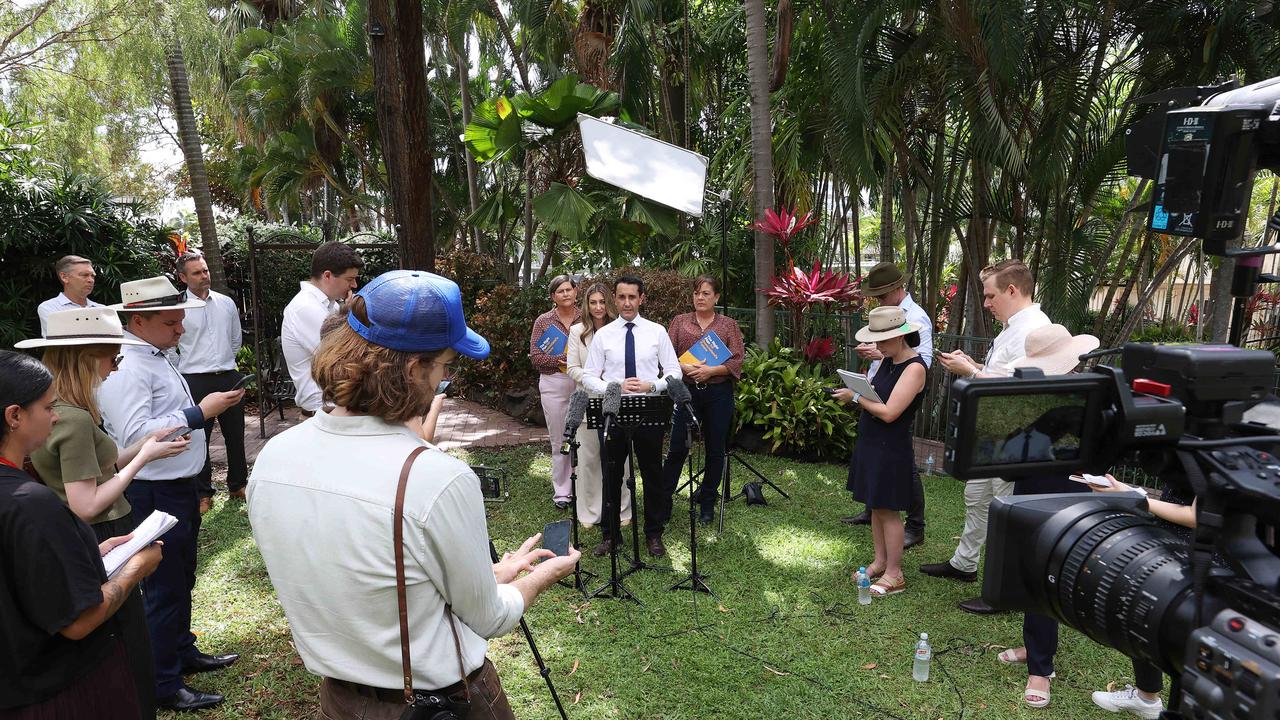 Opposition Leader David Crisafulli holds a press conference in Townsville. Picture: Liam Kidston.