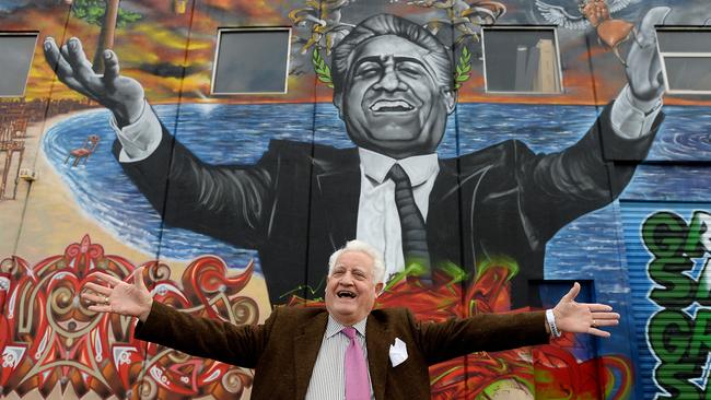 The Footscray store bears a giant likeness of Franco Cozzo himself. Picture: David Smith