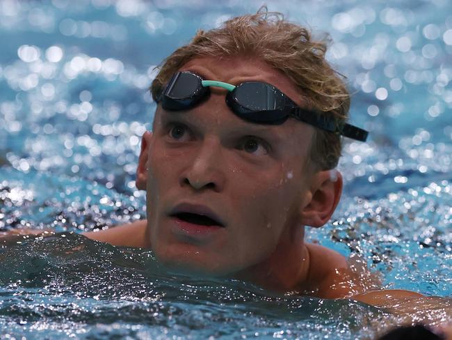 MELBOURNE - June 18, 2023  : SWIMMING. World Championship swimming trials at Melbourne Sports and Aquatic Centre.  Cody Simpson after the final of the menÃs 100 mtr butterfly final  . Photo by Michael Klein.