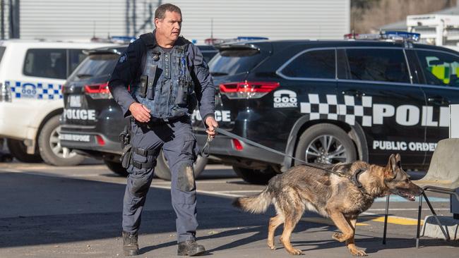 Police dogs being used to locate missing man Jeremy Boyden. Picture: Jason Edwards