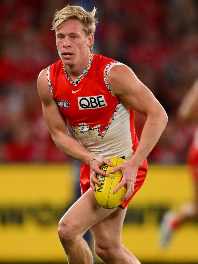 Isaac Heeney was one of the Brownlow Medal favourites before being suspended. Picture: Morgan Hancock/AFL Photos/via Getty Images