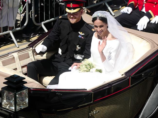 Prince Harry and Meghan Markle rode through Windsor in a carriage. Picture: Mega.