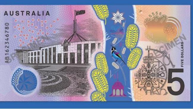 And from the back: Our new fiver. Picture: Reserve Bank Australia