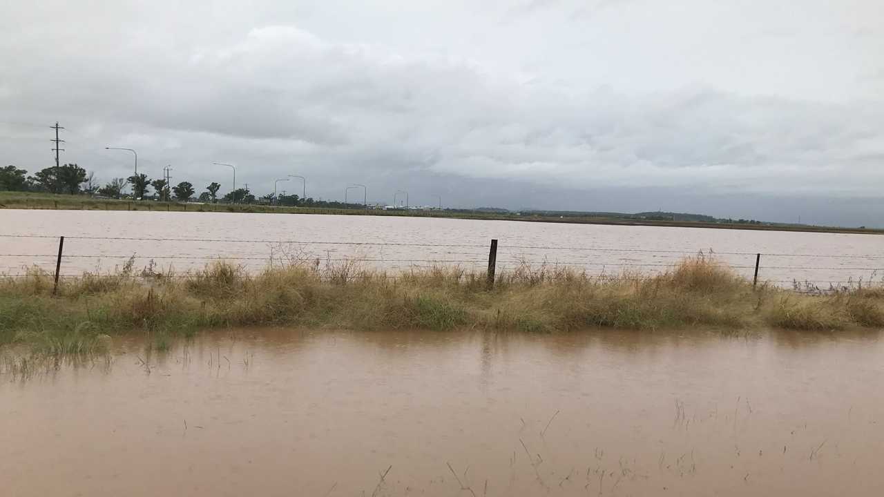 A flooded paddock near the Oakey power station. Photo Cassandra Salkeld