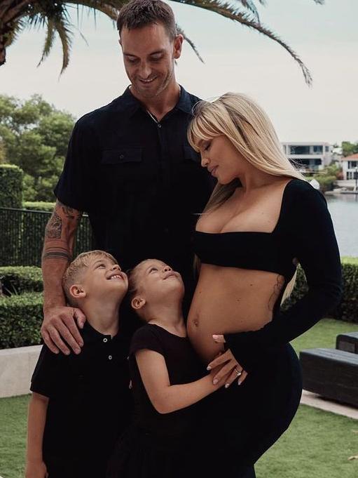 Tammy Hembrow welcomes daughter Posy into the world on June 19, 2022, fathered by her ironman ex-fiance Matt Poole, alongside son Wolf and daughter Saskia, who she shares with ex Reece Hawkins. Picture: Carlene Raschke