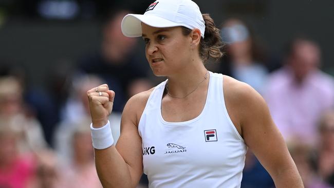 A fierce Ash Barty dominated her Wimbledon semi final. Picture: AFP