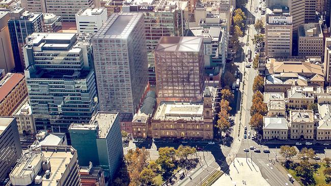 An artist’s impression of the two towers to be built on the CBD’s GPO precinct.