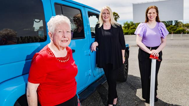 Lorna, Michelle and Deanna Wallis at their Mainline Drive-In in Gepps Cross, which is set to close in February. Picture: Brenton Edwards