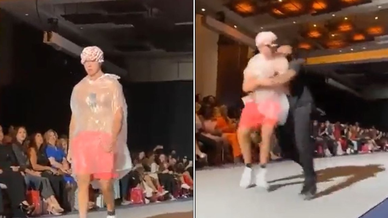 Imposter walks catwalk in trash bag, no one notices