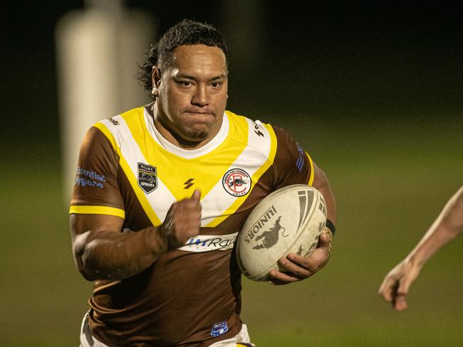 31/05/25. News Local. Sport. Penrith, Sydney, NSW.Action pictures from the Brothers A-Grade v Cambridge Park A-Grade match in the Penrith District RL, R8 at Parker St Reserve, Penrith.Picture shows:Brothers player:Cambridge Park player: Michael TUAVAOPics by Julian Andrews.