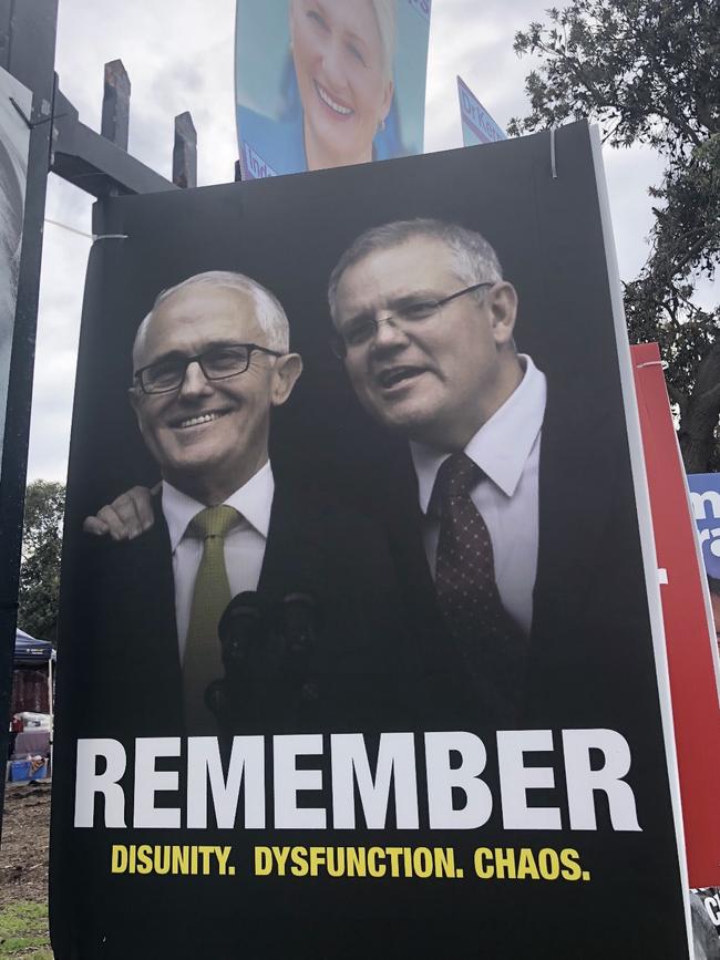 ALP poster at Wentworth poll booth.