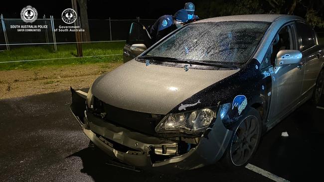 A man was found behind the wheel of a crashed car in the CBD. Picture: SA Police