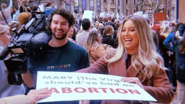 The image Channel 9 reporter Lana Murphy shared on her Instagram account from a pro-abortion rally in Melbourne. Picture: Instagram