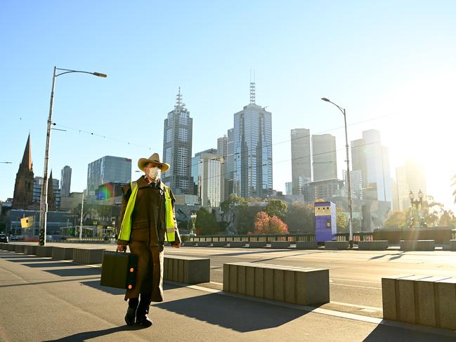 The almost deserted streets of Melbourne on Monday. Picture: Getty