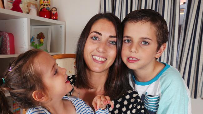 Anna Weiss and children Ethan, 7 and Evie, 4 at their home in Brighton East. Picture: Rebecca Michael