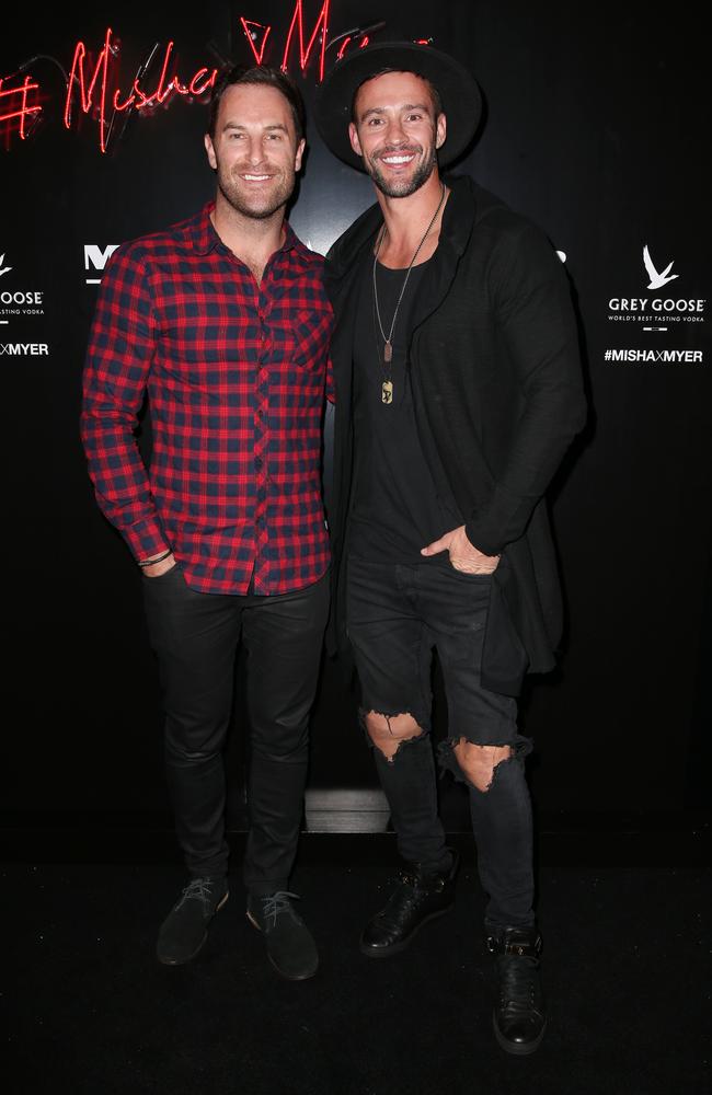 Sasha Mielczarek and Kris Smith at the MishaxMyer Party held at Bondi Icebergs on May 15, 2017 in Bondi Beach, Sydney. Picture: Christian Gilles