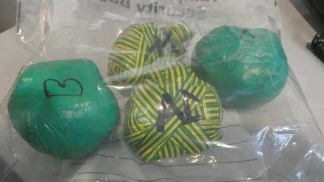Illegal contraband including drugs found at prisons across South Australia, including filled tennis balls hit over fences into the Adelaide Women's Prison. Picture: Supplied