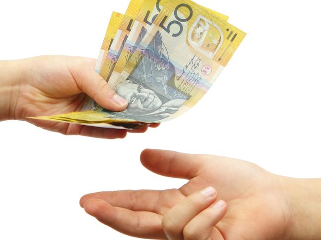 Making a cash payment in Australian dollars. fees,money, generic, man