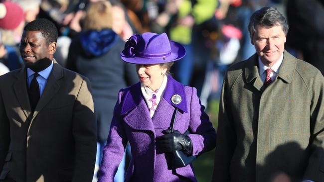 Princess Anne, Princess Royal and Timothy Laurence (R) attend the Christmas Day Church service at Church of St Mary Magdalene on the Sandringham estate. Picture: Stephen Pond/Getty Images