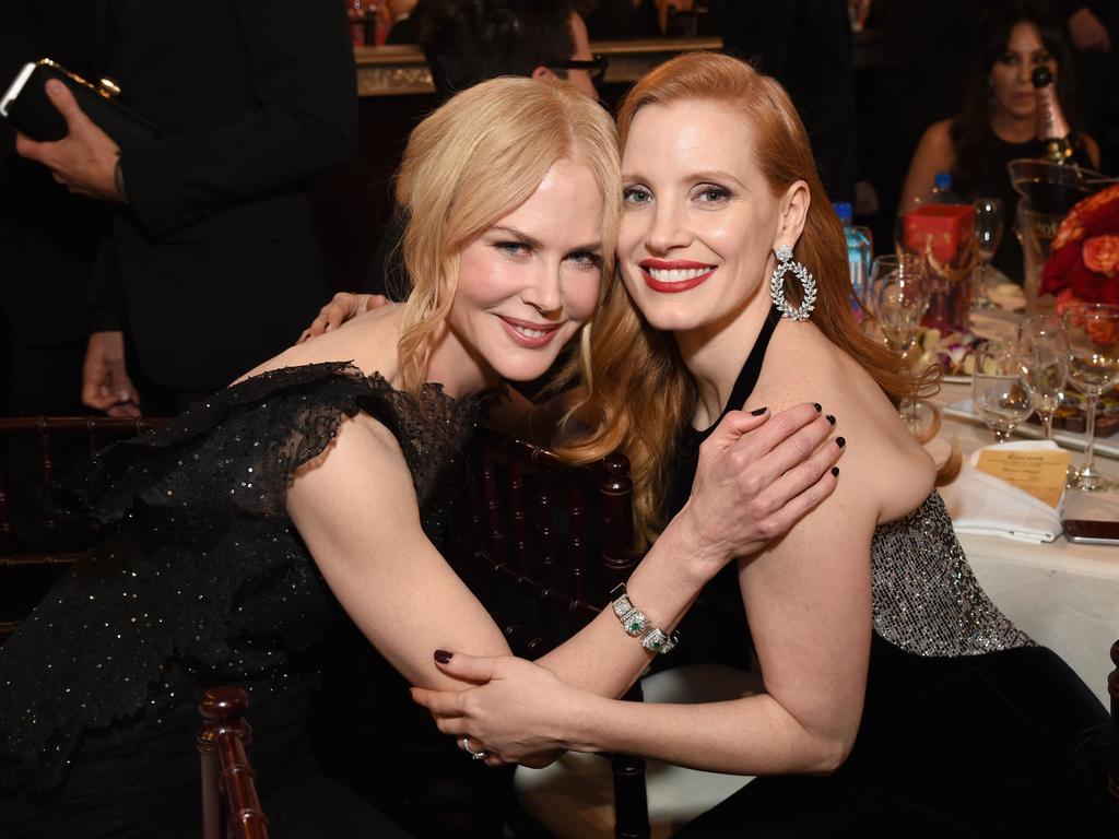 Nicole Kidman and Jessica Chastain celebrate The 75th Annual Golden Globe Awards with Moet and Chandon at The Beverly Hilton Hotel on January 7, 2018 in Beverly Hills, California. Picture: Getty