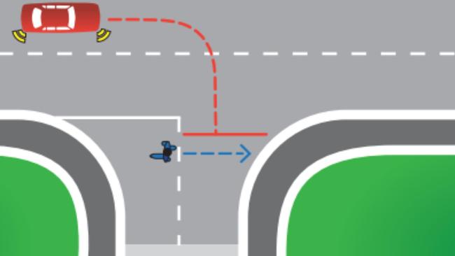 Cars should always give way to a pedestrian at an intersection that's not a roundabout. Picture: Transport for NSW