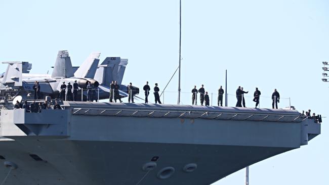 USS Ronald Reagan in Brisbane for Talisman Sabre. Picture: Annette Dew