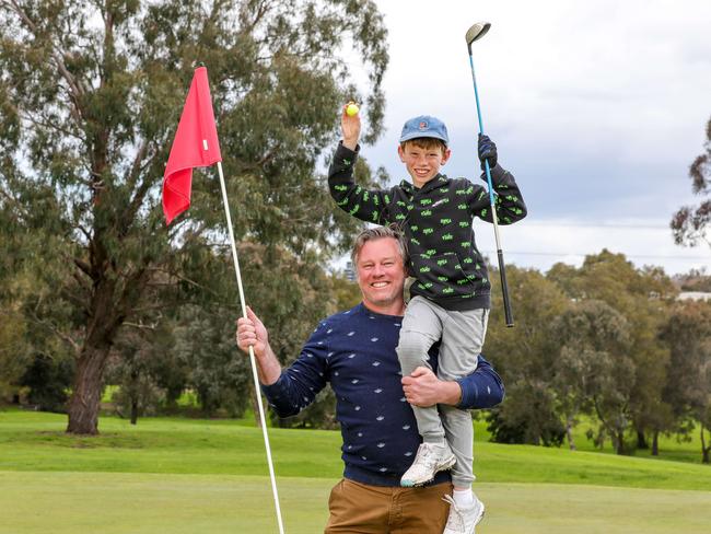 Patrick Shell with father Grat. Picture: Tim Carrafa