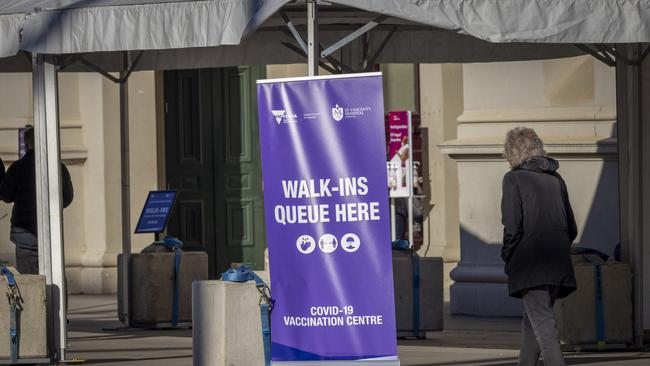 The Melbourne Exhibition Building — one of Melbourne’s main vaccination centres. Picture: NCA NewsWire / Wayne Taylor