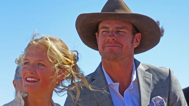 Tanja Ebert and Michael Burdon during their wedding at Oulnina Park Station. Picture: Supplied