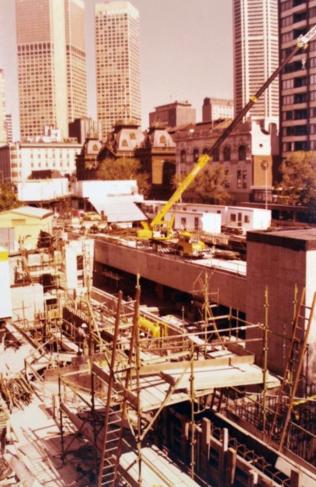 The construction of Parliament Station in 1982. Mining methods were used to dig deep under the city. Picture: PROV.