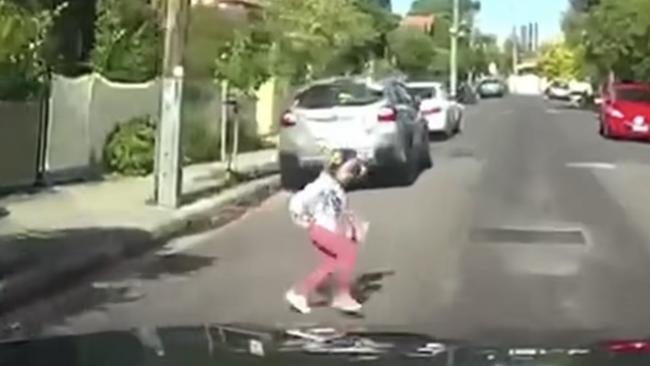 Footage posted to the Dash Cam Australia Facebook page shows a girl hit by a car in a Melbourne suburb.