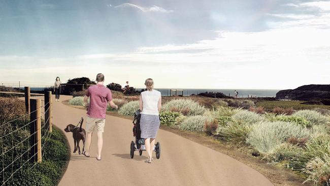 Artist impressions of the proposed Port Willunga North Coast Park, Picture: Aspect Studios