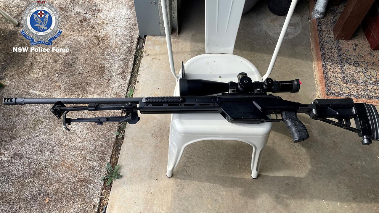 The sniper rifle, which is similar to the one pictured, has bullets longer than a smartphone and is deadly for more than two kilometres. Picture: NSW Police