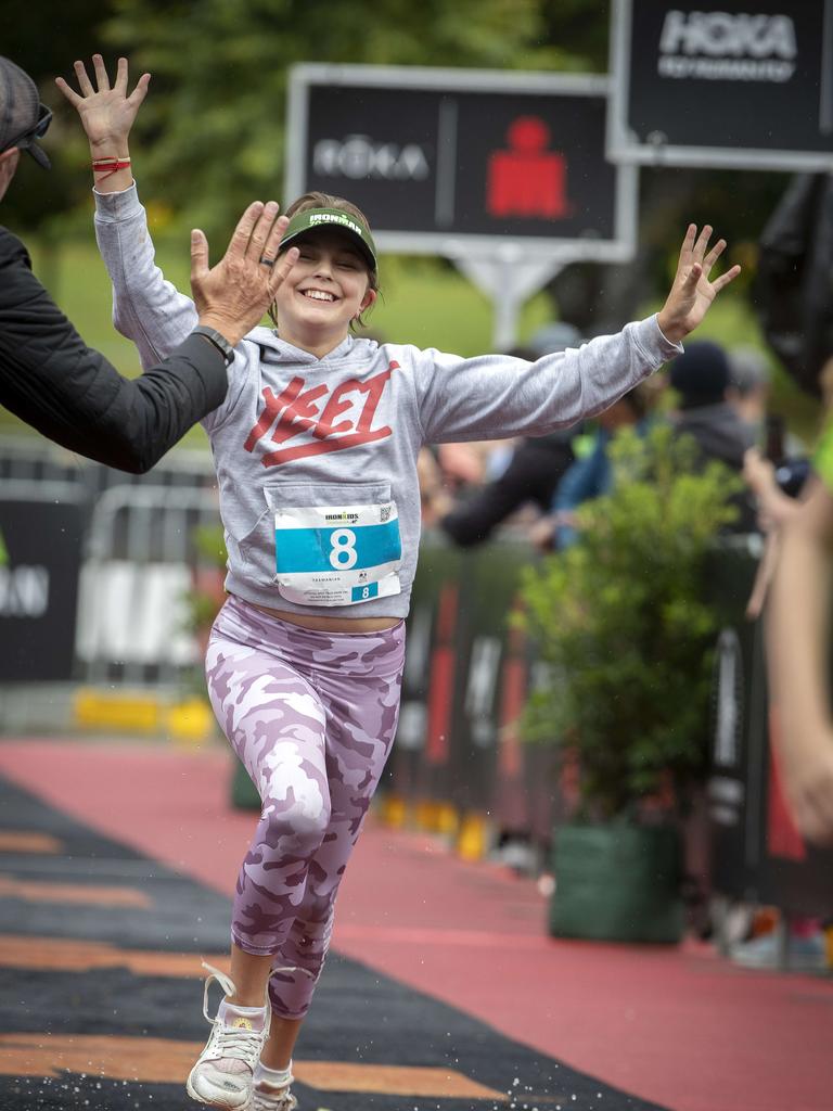 IRONKIDS race at Hobart, Phoenix Deakin 10 finishes. Picture: Chris Kidd