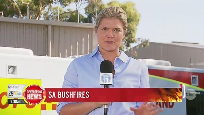 Sarah Harris reports live on SA bushfires