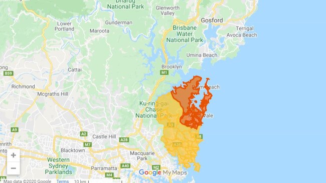 The Northern Beaches have been split into two zones, with stricter rules in the northern part above the Narrabeen Bridge. Picture: NSW Health