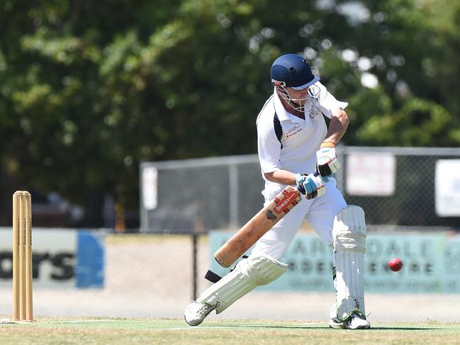 Pearcedale batsman Brad Trotter on the attack. Picture: Chris Eastman