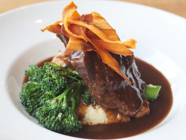 The Riverfront Motel’s Red Wine Braised Beef Cheek’s which are fall-apart tender. Picture: Nikki Davis-Jones