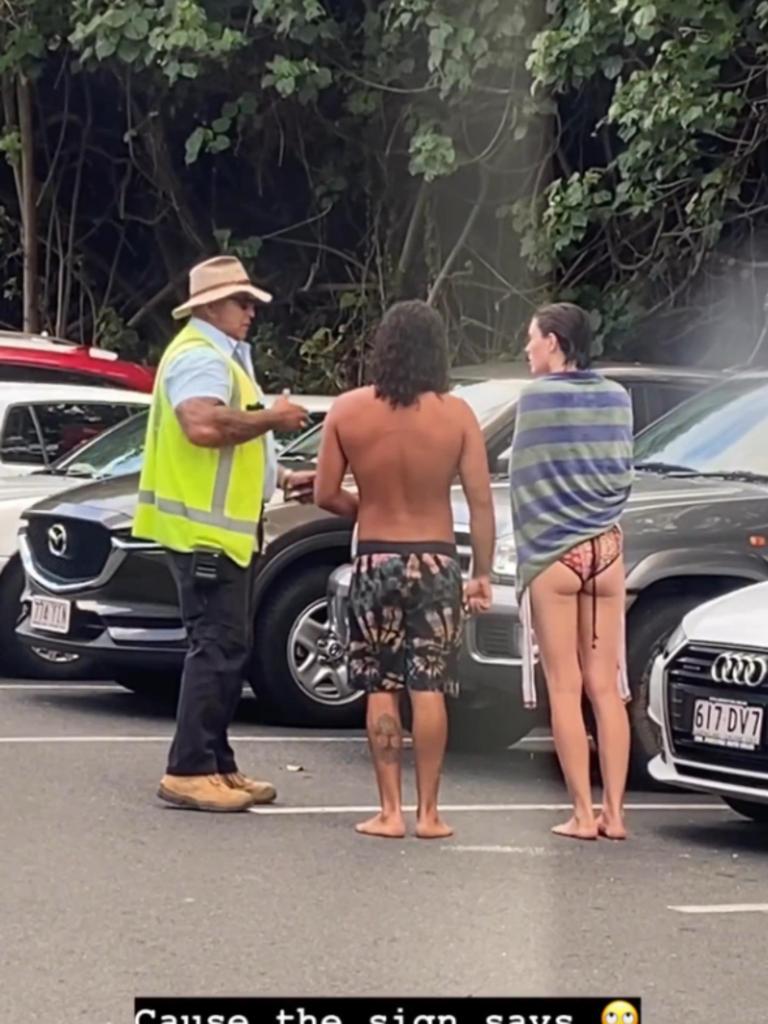 The woman was fined for reverse parking at Wategos Beach. Picture: Facebook