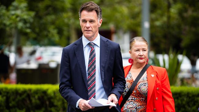 Chris Minns addresses the media in Ryde on Australia Day. Photo: Tom Parrish